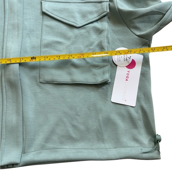YOGALICIOUS Softlite Scuba Autumn HOODIE JACKET  color Iceberg Green Size Small - Picture 4 of 6